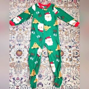 Carters Kids Christmas Green/Red Fleece Footed Pajama Blanket Sleeper, sz 5t/5a
